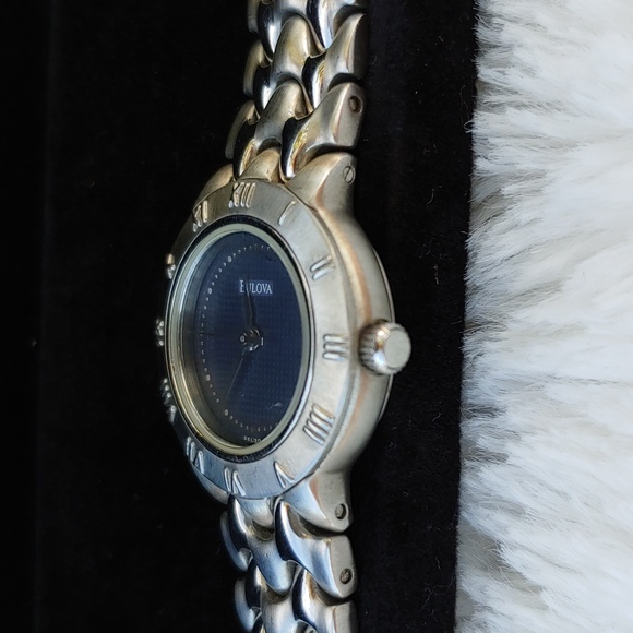 Bulova Women's Stainless Steel Blue Dial Watch with 7 Inch Link Band - Picture 5 of 13